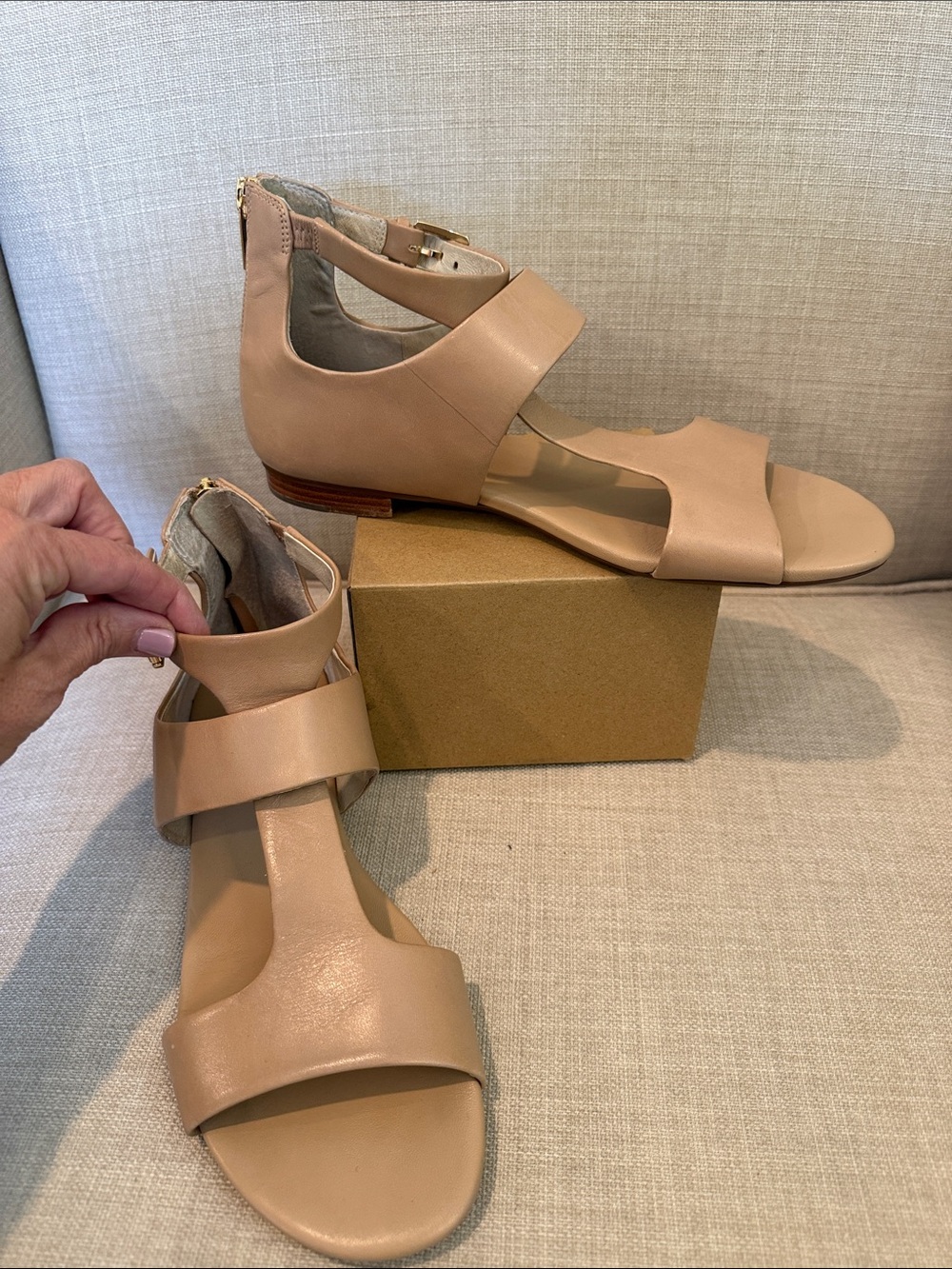 Michael Kors Women's Nude Leather Strappy Sandals - Classic Open Toe